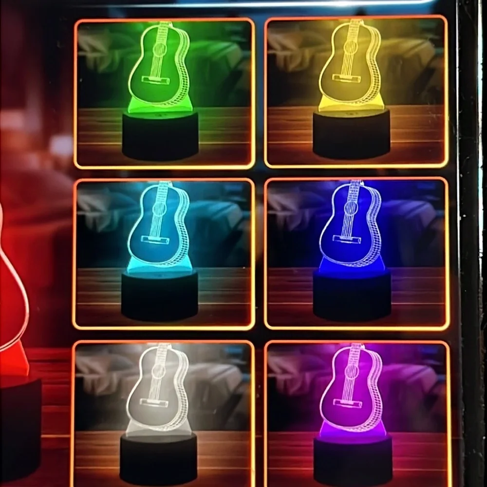 TOPINCN. Guitar Night Light LED 7 Colors Nightlight Desktop Lamp Home Decore